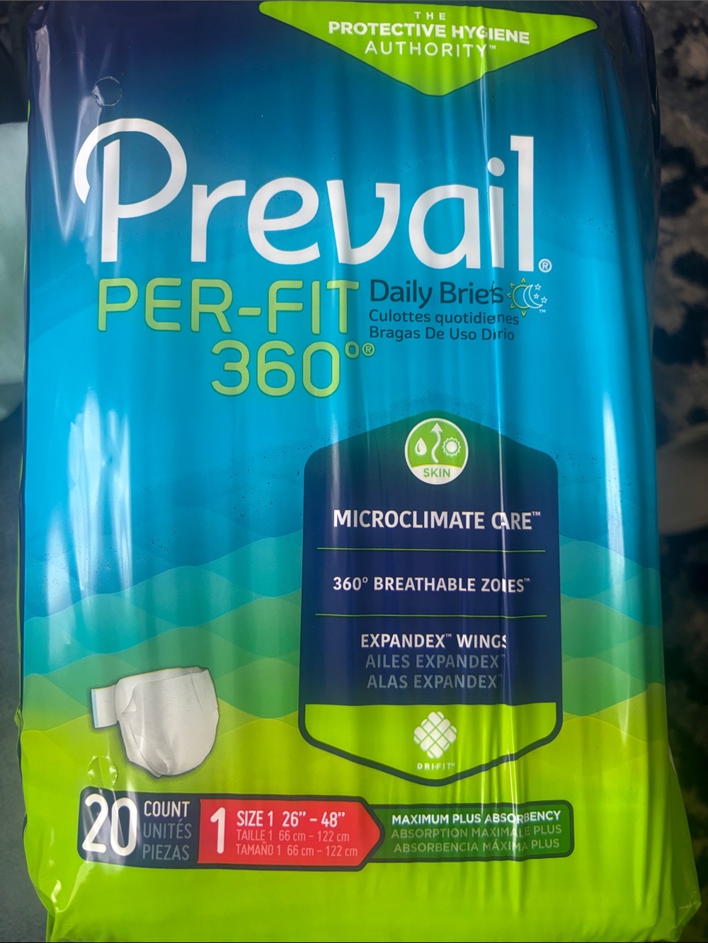 Prevail Per-Fit 360 Daily Briefs - Size 1, four pack 20 count each